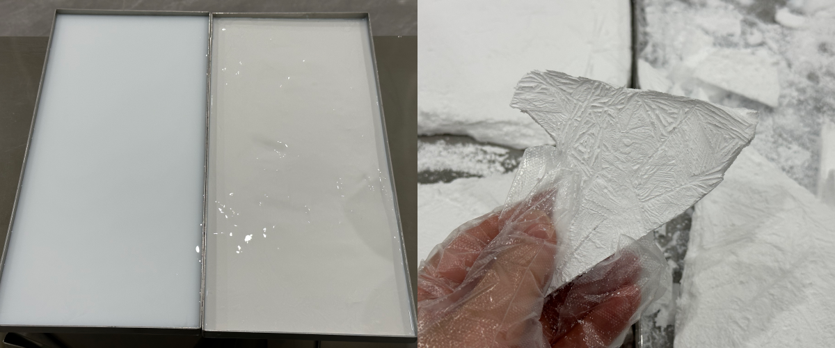 Freeze-drying test for high water content liquid: liquid freezing state vs lyophilized dry porous structure